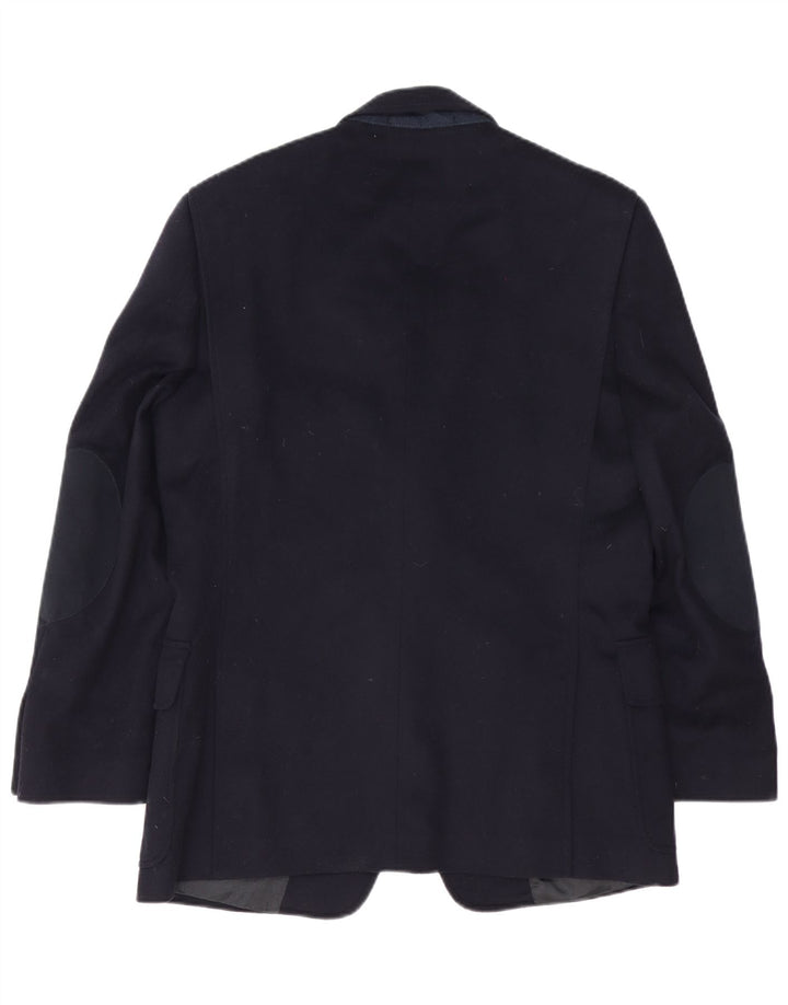 Giacca blazer vintage da uomo a 2 bottoni IT 48 media lana vergine blu navy