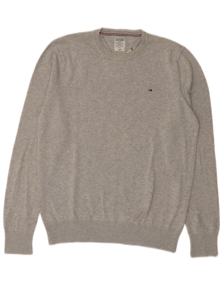 Maglione maglione girocollo da uomo Tommy Hilfiger XL in cotone grigio