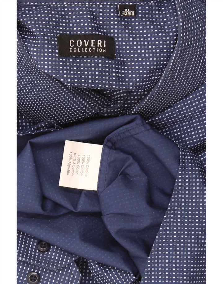 Camicia da uomo Coveri taglia 43 44 XL cotone maculato blu