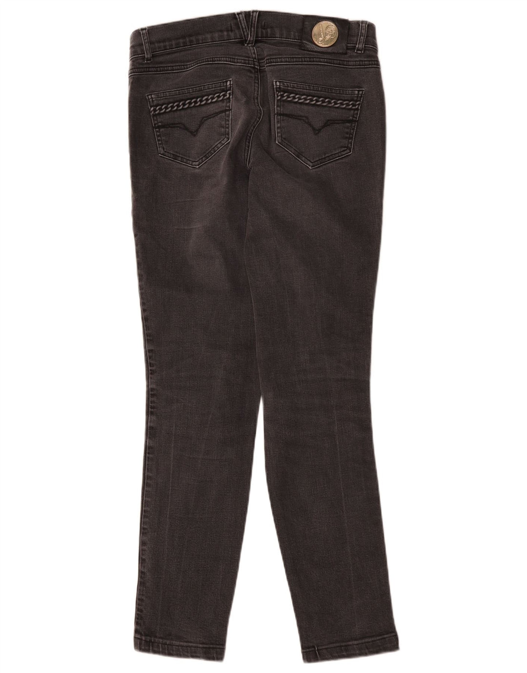 Jeans slim da donna Versace IT 42 medio W30 L29 cotone grigio