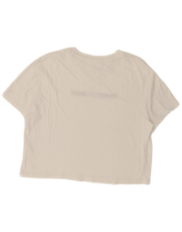 T-shirt grafica corta da donna Tommy Hilfiger Top UK 14 bianco medio