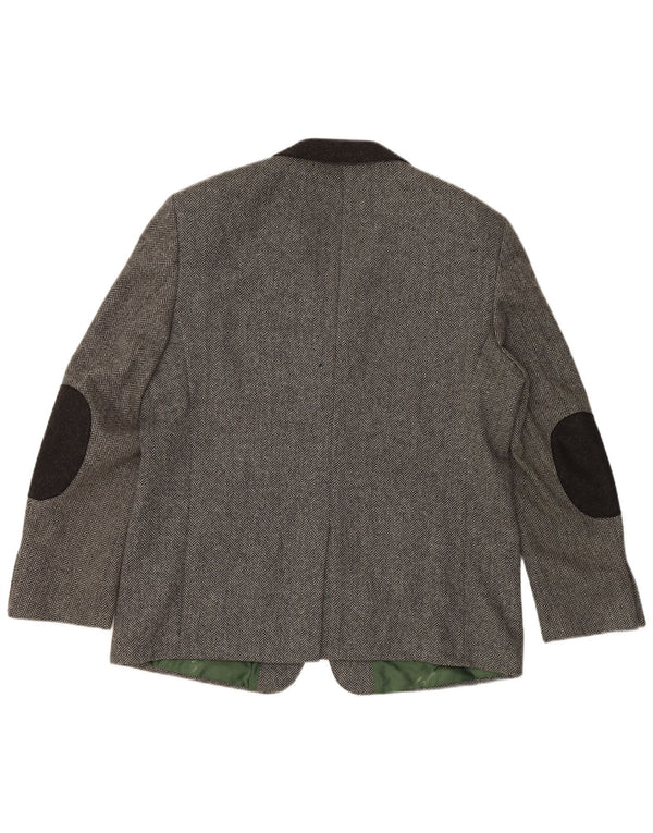 Giacca blazer da uomo a 3 bottoni H.MOSER EU 54 2XL lana a spina di pesce grigia