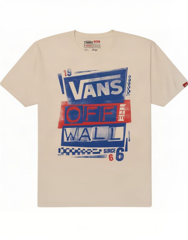 Vans Mens Classic Fit Graphic T-Shirt Top Large White Cotton