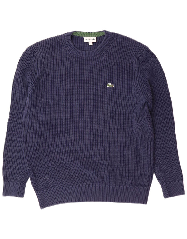 LACOSTE Maglione maglione girocollo vestibilità classica da uomo taglia 5 grande blu navy