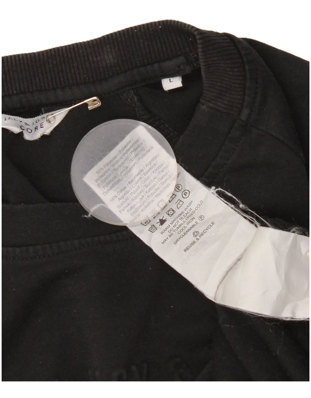 Jack & Jones Felpa da uomo Maglione Grande Poliestere Nero
