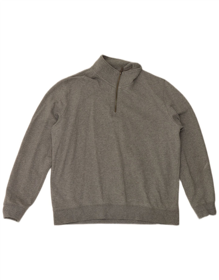 Felpa da uomo Marks & Spencer con zip e collo, maglione XL, cotone grigio
