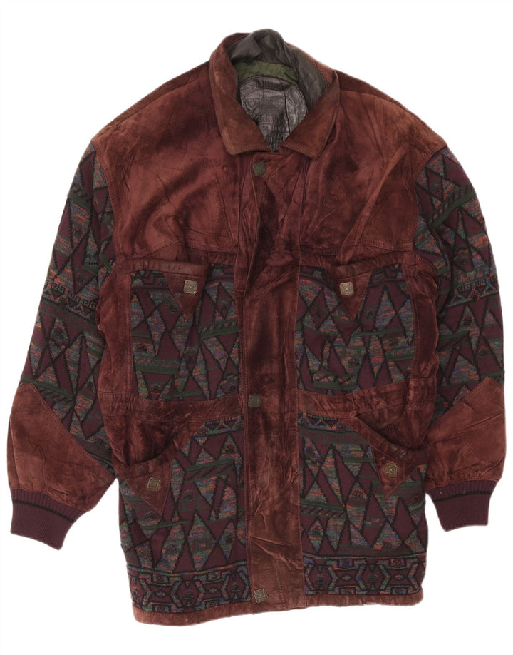 Cappotto giacca a vento in pelle scamosciata da uomo Torras EU 56 3XL Marrone geometrico