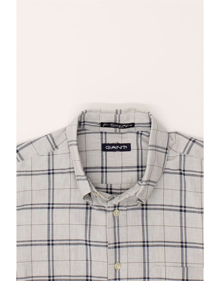 GANT Camicia da uomo in cotone a quadri grigio medio
