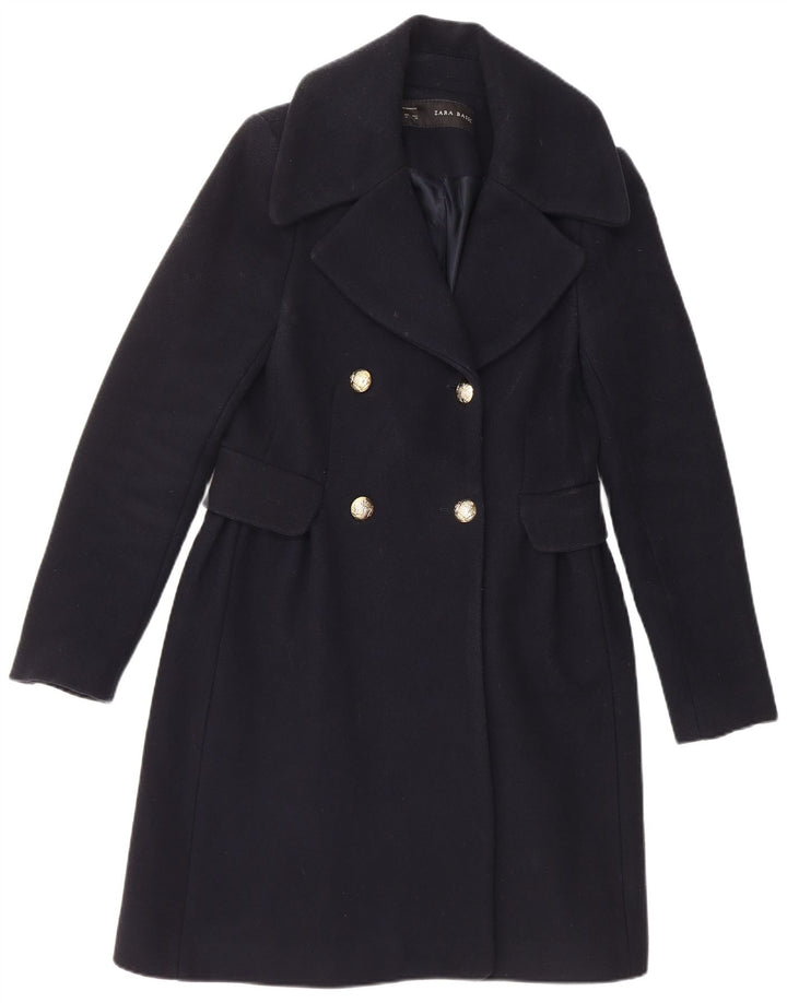 Cappotto doppiopetto da donna Zara UK 14 grande lana blu navy