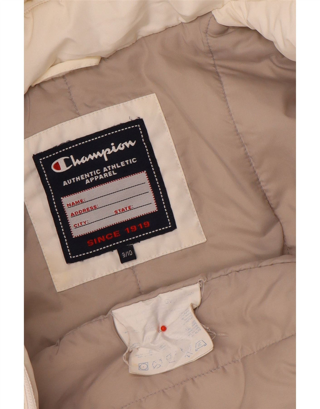 Cappotto imbottito con cappuccio per ragazze Champion 9-10 anni in poliestere bianco