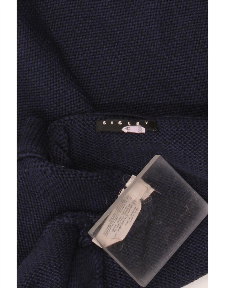 Maglione da uomo SISLEY con scollo a V, grande, in lana blu navy