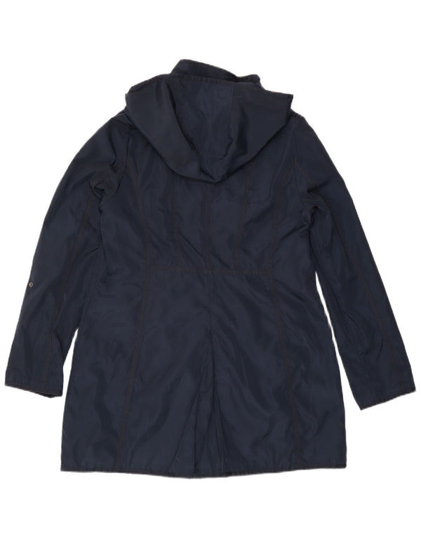 Giacca a vento con cappuccio da donna DKNY UK 16 grande poliestere blu navy