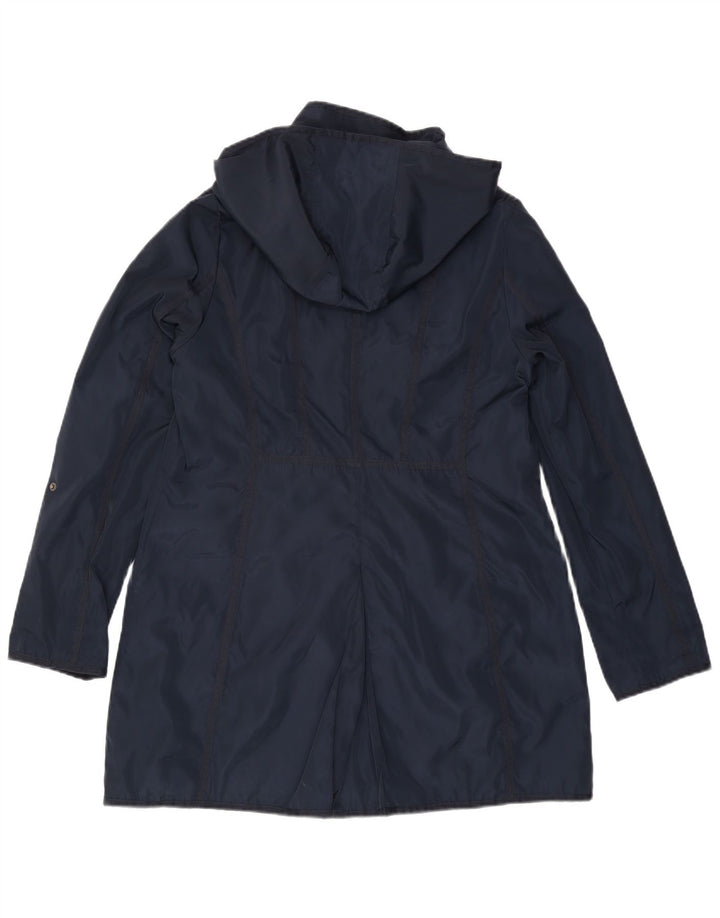 Giacca a vento con cappuccio da donna DKNY UK 16 grande poliestere blu navy