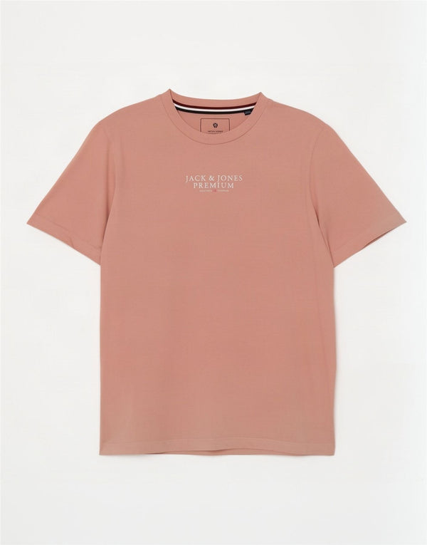 Jack & Jones Mens Graphic T-Shirt Top Medium Pink Cotton