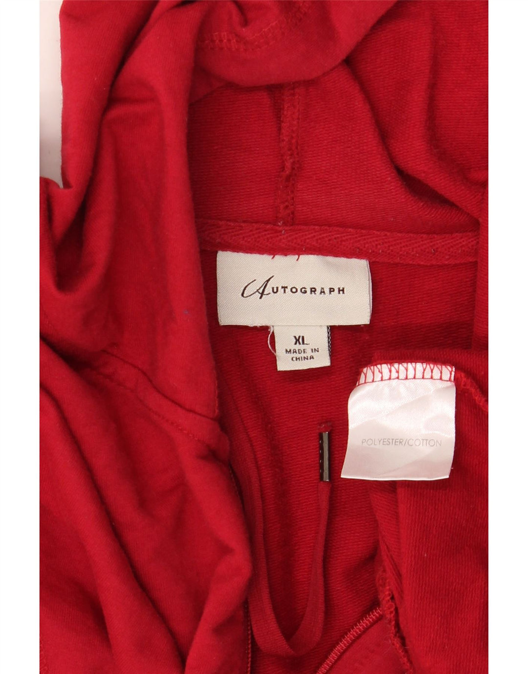 Felpa con cappuccio e zip autografata da uomo Marks & Spencer XL poliestere rosso
