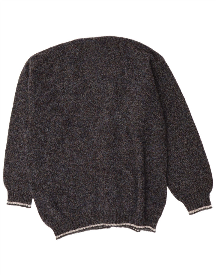 Maglione cardigan vintage da uomo IT 54 XL in lana grigia