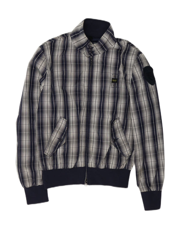 Giubbotto bomber da uomo Blauer UK 42 XL Poliestere a quadri blu navy