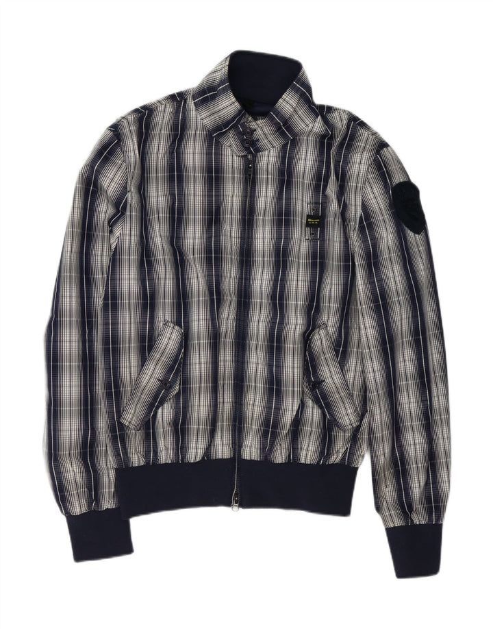Giubbotto bomber da uomo Blauer UK 42 XL Poliestere a quadri blu navy