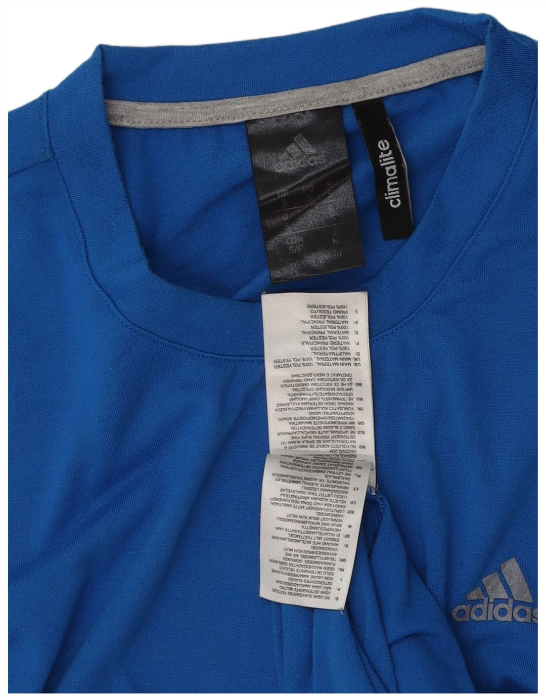 T-shirt Adidas Climalite da uomo piccola in poliestere blu
