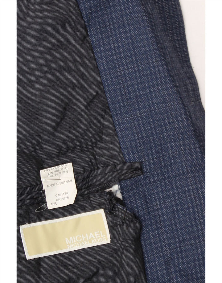 MICHAEL KORS Mens 2 Button Blazer Jacket UK 46 3XL Navy Blue Check Vintage Michael Kors and Second-Hand Michael Kors from Messina Hembry 