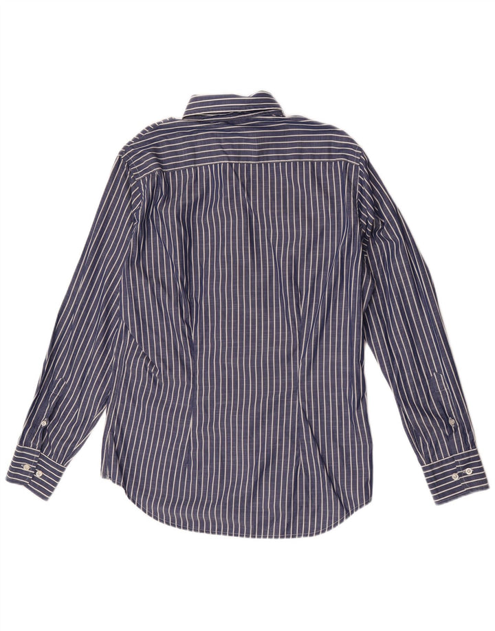 Camicia da uomo slim fit Fred Perry in cotone a righe blu medio