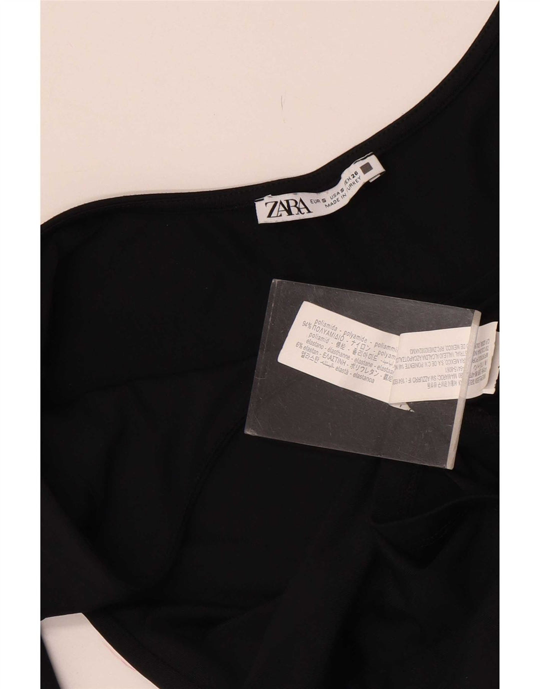 Top Zara da donna con spalle scoperte e maniche a 3/4 UK 8 Small nero in poliammide