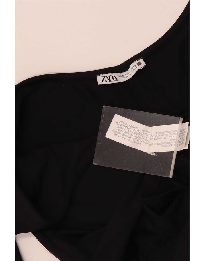 Top Zara da donna con spalle scoperte e maniche a 3/4 UK 8 Small nero in poliammide