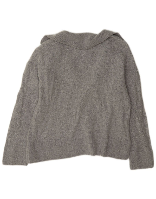 Maglione corto da donna con collo a polo corto Massimo Dutti UK 10 piccolo in viscosa grigia
