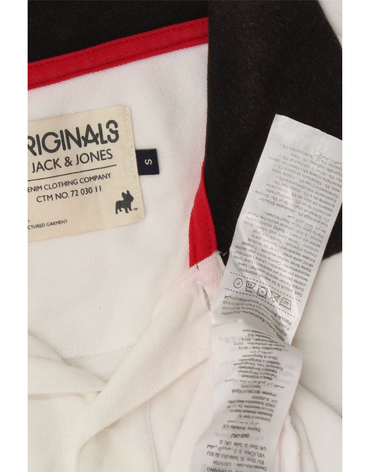JACK & JONES Mens Dubai Graphic Polo Shirt Small White Cotton Vintage Jack & Jones and Second-Hand Jack & Jones from Messina Hembry 