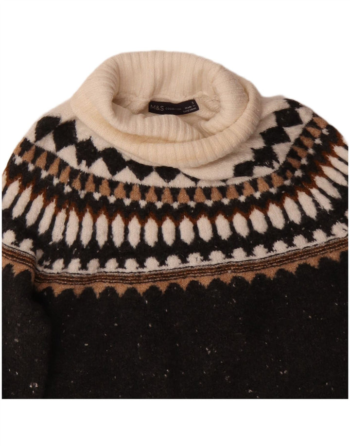 Maglione maglione a collo alto da donna Marks & Spencer UK 10 Small Grey Fair Isle