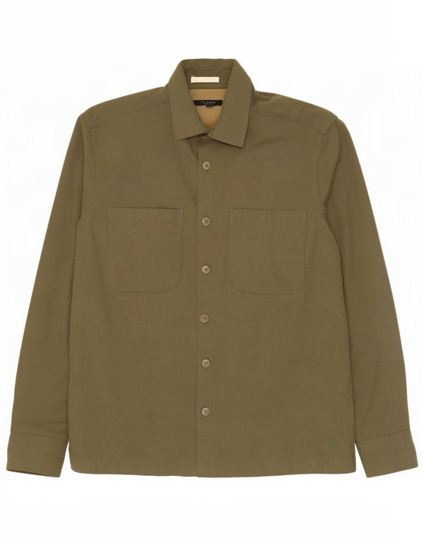 Ted Baker Camicia da uomo Taglia 3 Medio Poliestere kaki