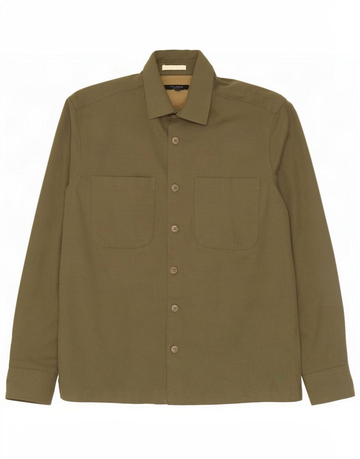 Ted Baker Camicia da uomo Taglia 3 Medio Poliestere kaki