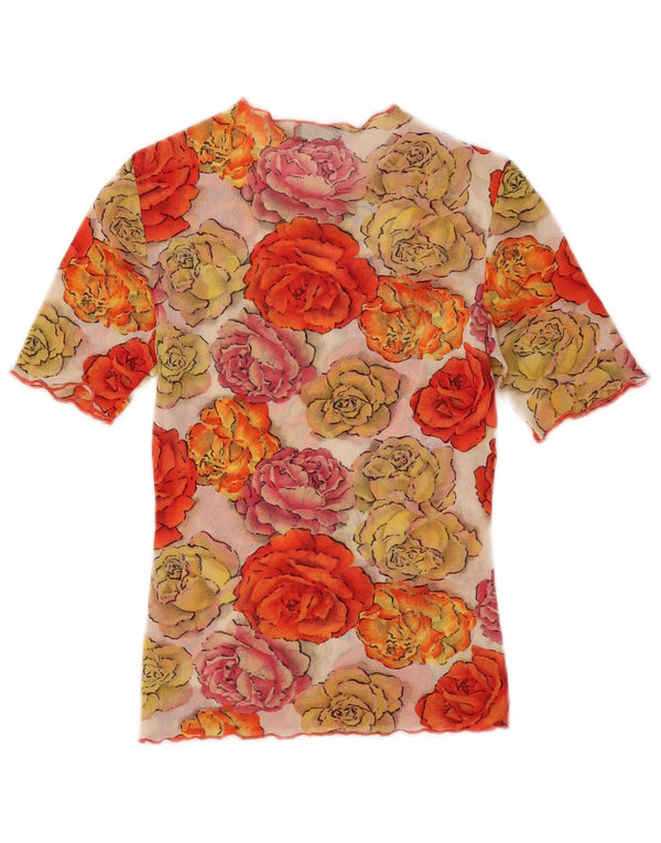 KOOKAI Womens Crop See Through Top UK 10 Small Multicoloured Floral