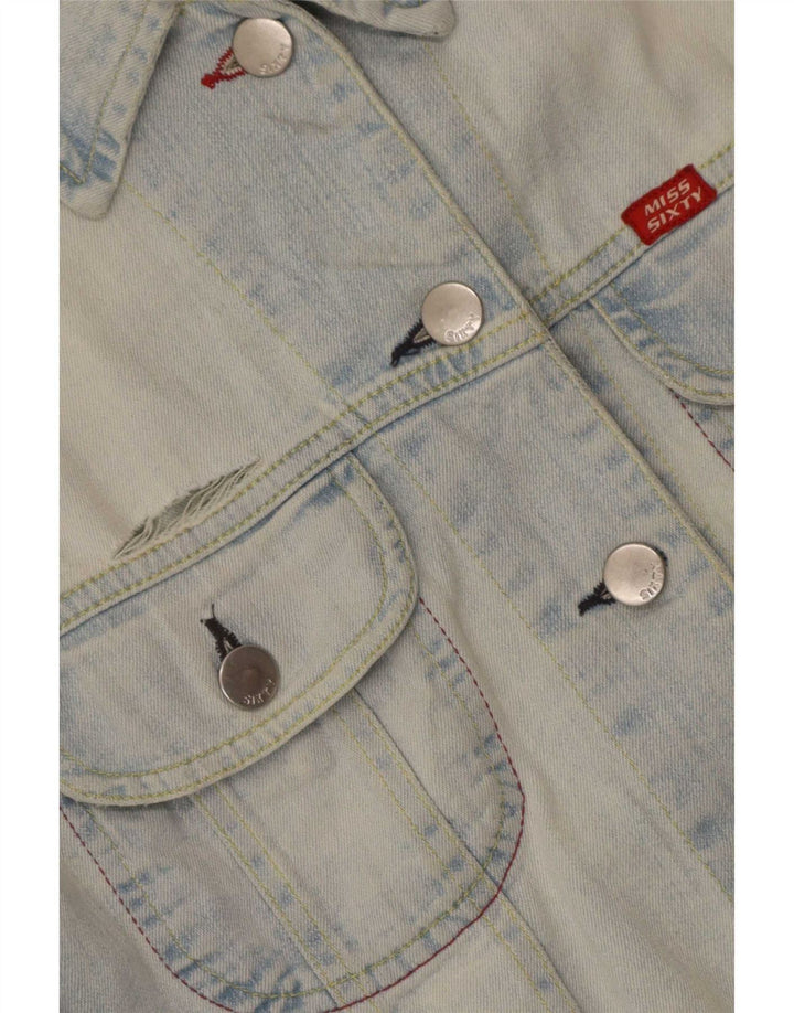 Giacca in denim corto da donna Miss Sixty UK 14 grande cotone blu