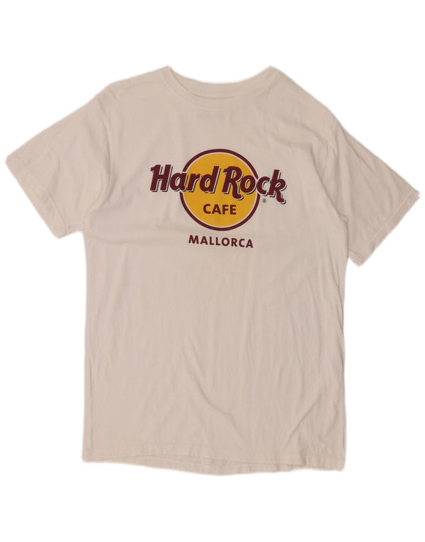 T-shirt grafica da uomo Maiorca Hard Rock Cafe UK 14 cotone bianco medio