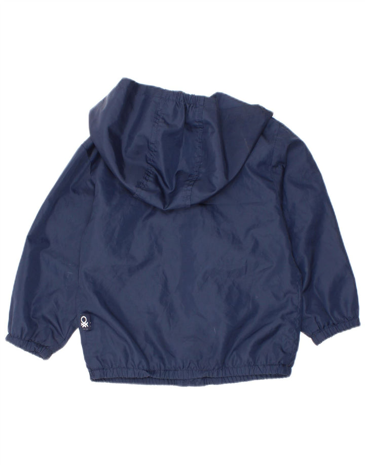 Giacca antipioggia con cappuccio Benetton per neonato 18-24 mesi in poliestere blu navy