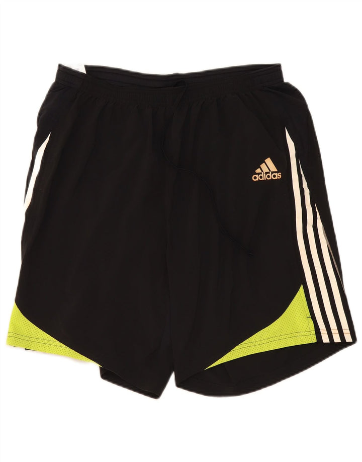 Pantaloncini sportivi Adidas da uomo grandi in poliestere color block nero