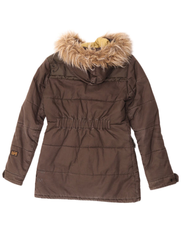 Giacca imbottita con cappuccio da donna G-Star UK 14 Cotone marrone medio