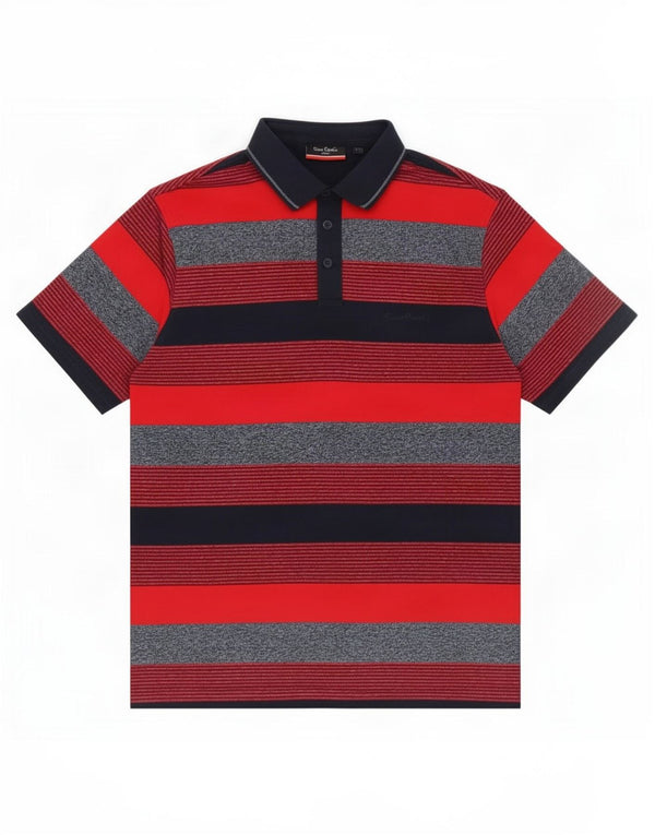 Polo da uomo dalla vestibilità regolare Pierre Cardin, in cotone a righe rosse grandi