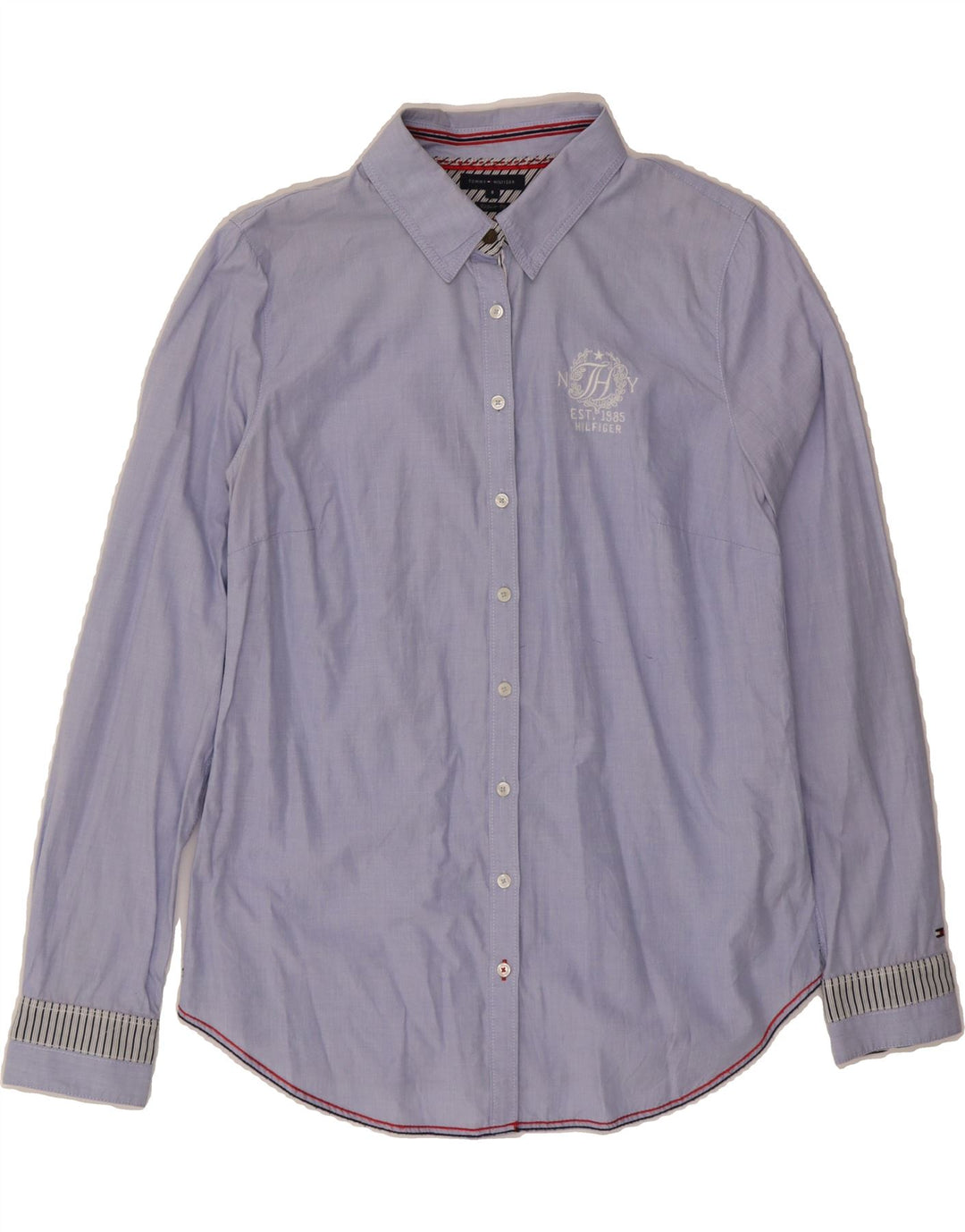 TOMMY HILFIGER Womens Regular Fit Shirt US 8 Medium Blue Cotton Vintage Tommy Hilfiger and Second-Hand Tommy Hilfiger from Messina Hembry 