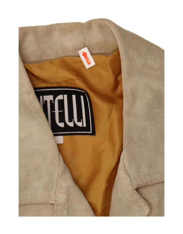 SITELLI Womens Suede Jacket UK 8 Small Beige