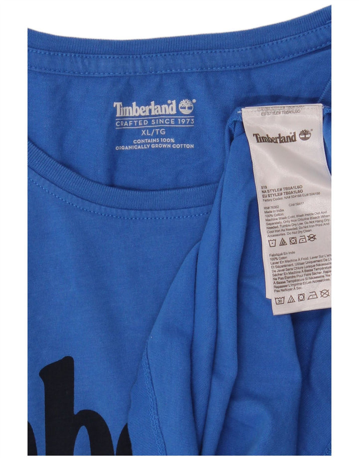 TIMBERLAND T-shirt grafica da uomo Top XL in cotone blu