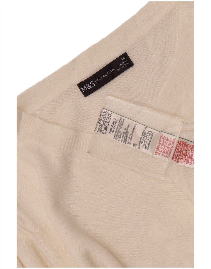Maglione da donna Marks & Spencer con scollo a barca UK 14 Acrilico bianco medio