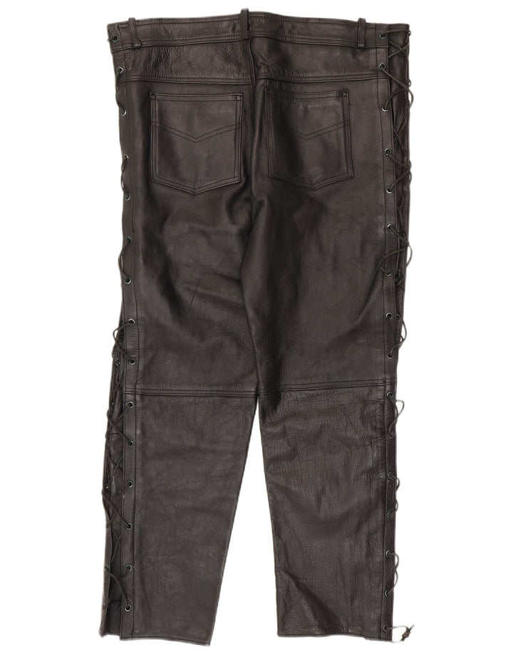 Pantaloni in pelle slim da uomo American Eagle W36 L30 in pelle nera
