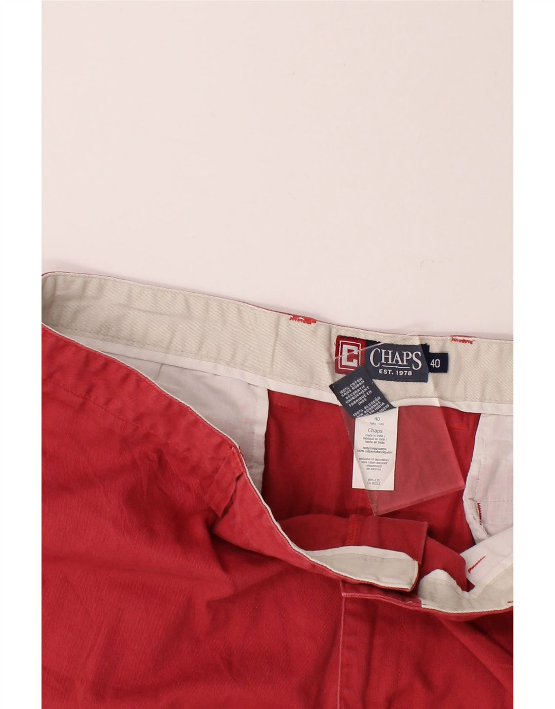 CHAPS Mens Chino Shorts W40 XL Red Cotton Vintage Chaps and Second-Hand Chaps from Messina Hembry 