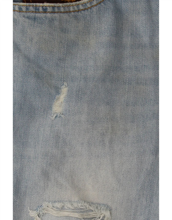 Pantaloncini di jeans invecchiati da uomo uniformi W30 cotone blu medio