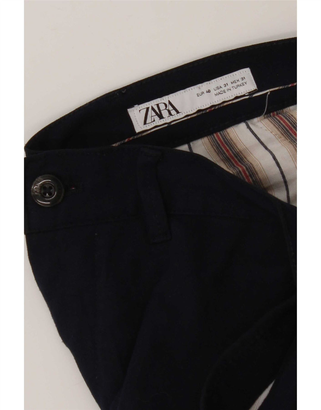 Pantaloni chino slim da uomo Zara EU 40 medio W31 L29 blu navy