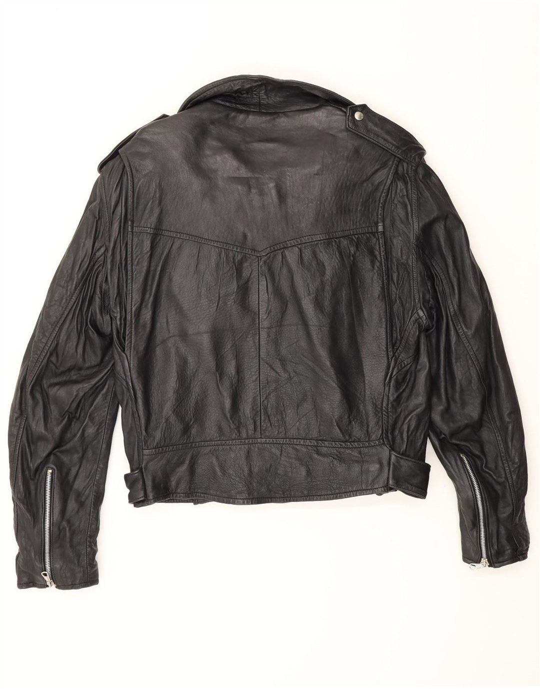 Giacca da motociclista in pelle da uomo vintage UK 38 Medium Black