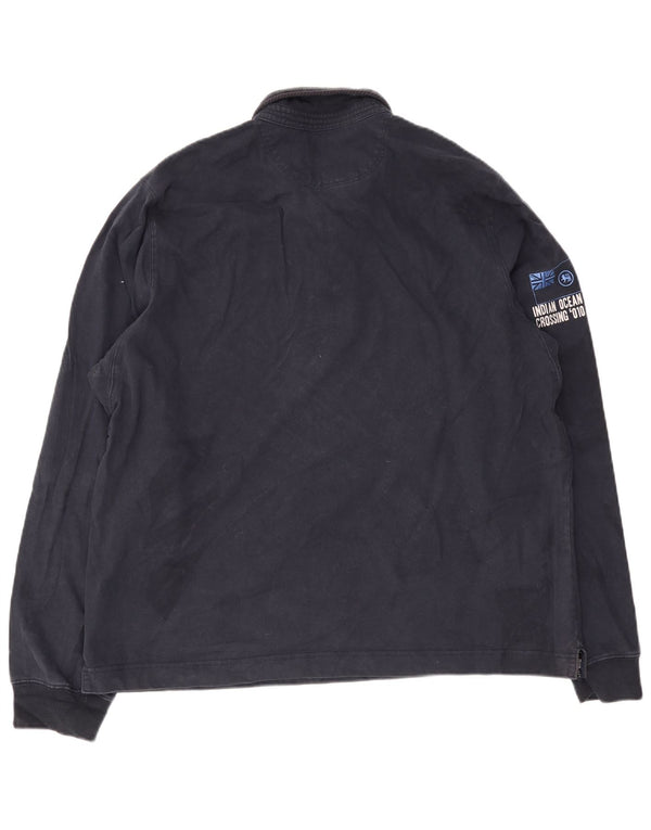 Polo da uomo a maniche lunghe con grafica Slam 4XL in cotone blu navy