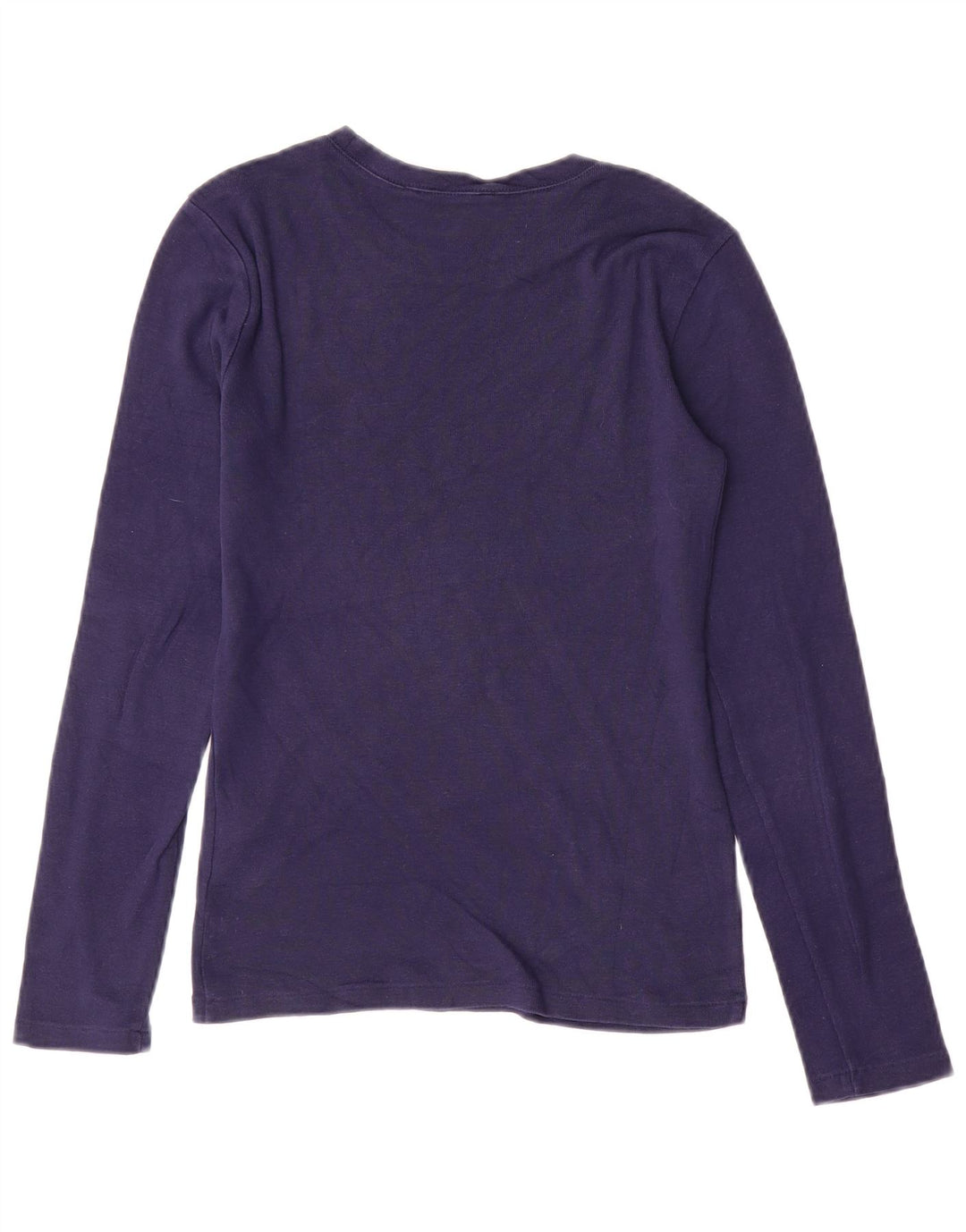 RALPH LAUREN Top da donna a maniche lunghe UK 10 Small Blu Navy Cotone